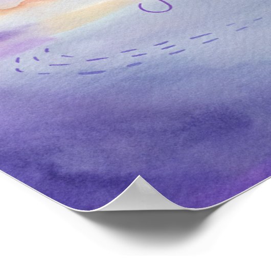 Paarse Waterverf Love Quote Print met Muurkunst (Hoek)