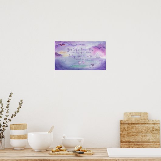Paarse Waterverf Love Quote Print met Muurkunst (Keuken)