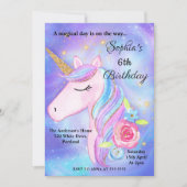Paarse Waterverf Magische Eenhoorns Verjaardagsfee Kaart (Voorkant)