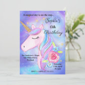 Paarse Waterverf Magische Eenhoorns Verjaardagsfee Kaart (Staand voorkant)