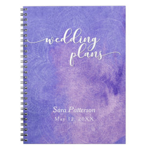 Paarse Waterverf Mandala Bridal Wedding Planner 2 Notitieboek