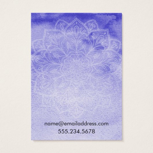 Paarse Waterverf Mandala Veroorzaagde Kaarten Visitekaartjes (Achterkant)