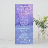 Paarse Waterverf Mandala Wedding Menu Kaart (Staand voorkant)