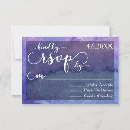 Paarse Waterverf Mandala Witte Typografie RSVP Kaartje
