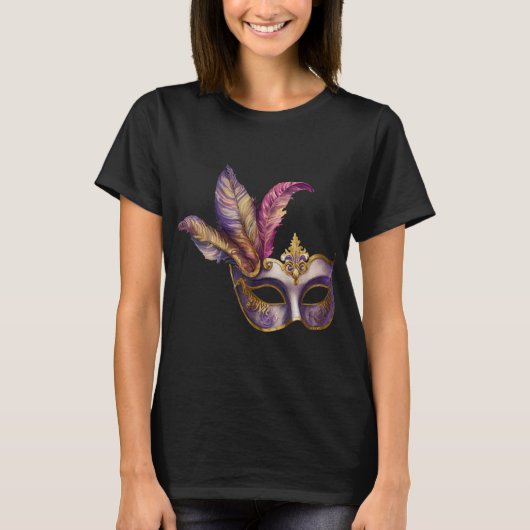 PAARSE WATERVERF MARDI GRAS MASK T-SHIRT (Voorkant)