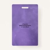 Paarse Waterverf Medewerker Foto Naam Logo ID Badge (Achterkant)