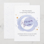 Paarse Waterverf meisje Baby shower Uitnodiging (Voorkant / Achterkant)