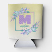 Paarse Waterverf 🧜♀️ Mermaid Monogram Blikjeskoeler (Voorkant)