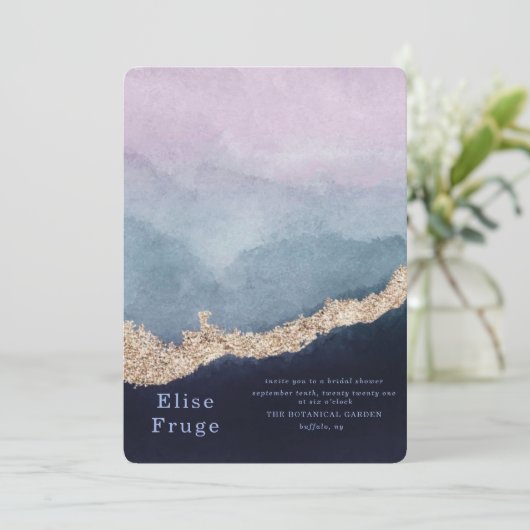 Paarse Waterverf met blauw Vrijgezellenfeest Kaart (Staand voorkant)