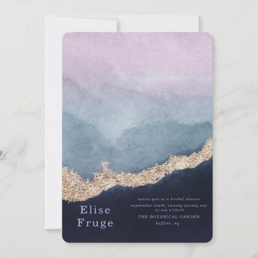 Paarse Waterverf met blauw Vrijgezellenfeest Kaart (Voorkant)