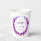 Paarse waterverf met een grote bruiloft papieren bekers (Achterkant)