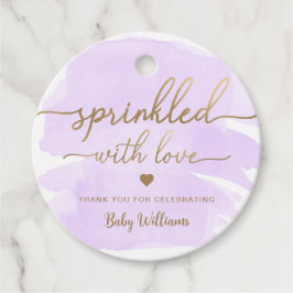 Paarse Waterverf met liefdesBaby shower Bedankjes Labels