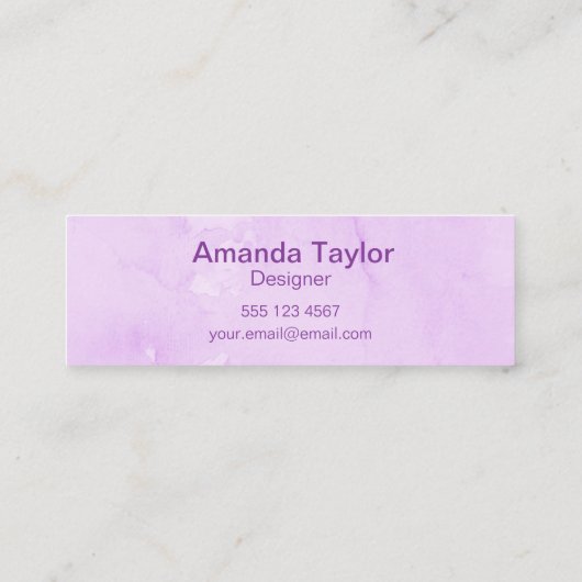 Paarse Waterverf Minimalistisch ontwerp visitekaar Mini Visitekaartje (Achterkant)