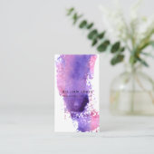 Paarse Waterverf Minimalistische QR-code Sociale m Visitekaartje (Staand voorkant)