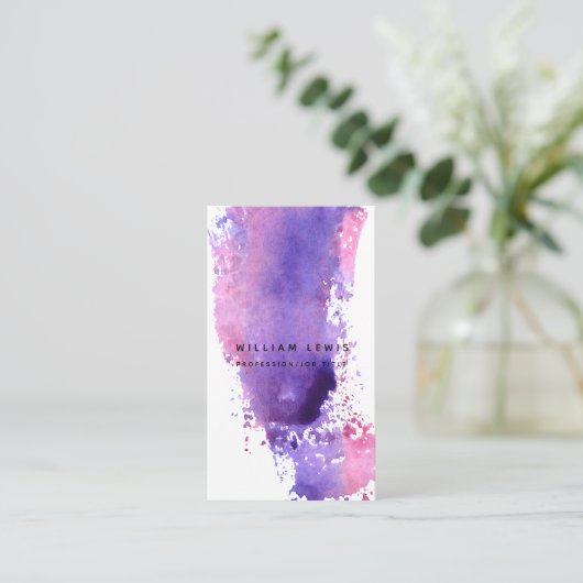 Paarse Waterverf Minimalistische QR-code Sociale m Visitekaartje (Staand voorkant)