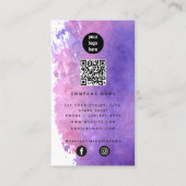 Paarse Waterverf Minimalistische QR-code Sociale m Visitekaartje (Achterkant)