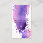 Paarse Waterverf Minimalistische QR-code Sociale m Visitekaartje (Voorkant)