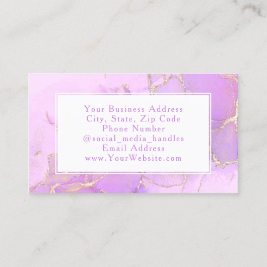 Paarse Waterverf Mode Moderne Afspraak Visitekaartje (Achterkant)
