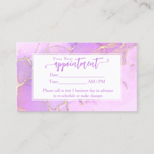 Paarse Waterverf Mode Moderne Afspraak Visitekaartje (Voorkant)