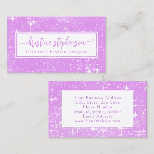 Paarse Waterverf Mode Stijlvolle  Visitekaartje (Voorkant / Achterkant)