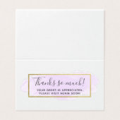 Paarse Waterverf Modern Gold Hartelijk dank Kaart (Buitenkant ongevouwen)