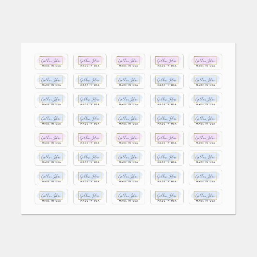 Paarse Waterverf & Modern Gouden Chique Kleding Labels (Vel)