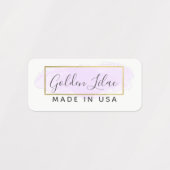 Paarse Waterverf & Modern Gouden Chique Kleding Labels (Design 1)