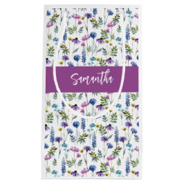 Paarse Waterverf Monogram met Wilde Bloemen Klein Cadeauzakje