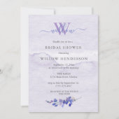 Paarse Waterverf Monogram Vrijgezellenfeest Kaart (Voorkant)