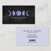 Paarse Waterverf Moon Fases Healing Arts Visitekaartje (Voorkant / Achterkant)