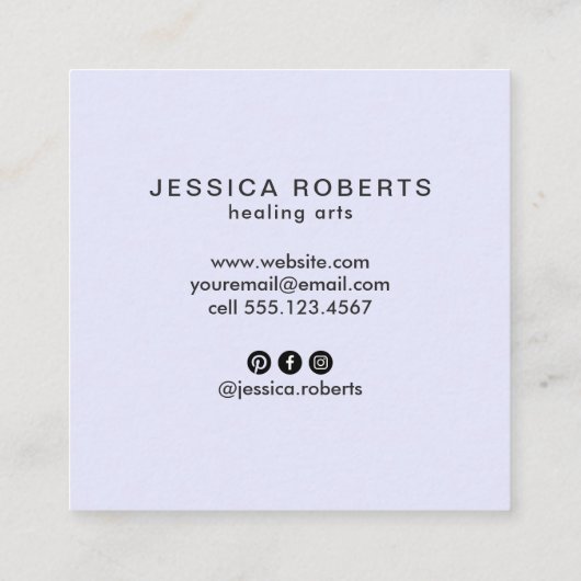 Paarse Waterverf Moonfasen Metafysisch Vierkante Visitekaartje (Achterkant)