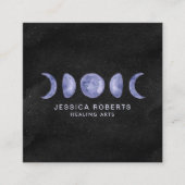 Paarse Waterverf Moonfasen Metafysisch Vierkante Visitekaartje (Voorkant)