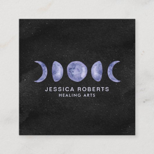 Paarse Waterverf Moonfasen Metafysisch Vierkante Visitekaartje (Voorkant)