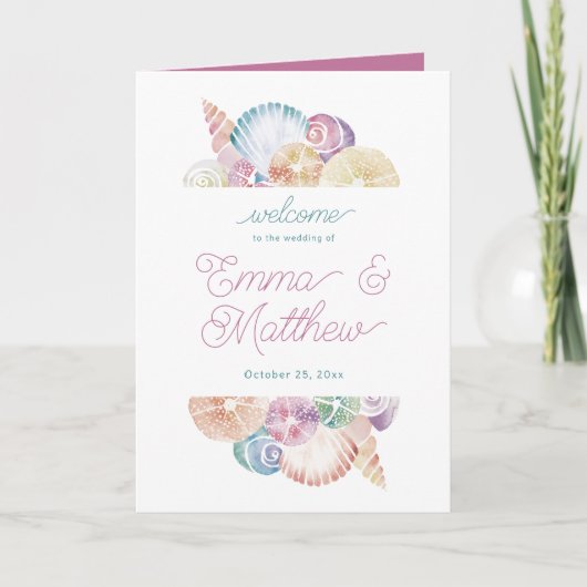 Paarse Waterverf oceaan zeemeermin shell gevouwen Programma (Voorkant)