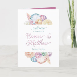 Paarse Waterverf oceaan zeemeermin shell gevouwen Programma