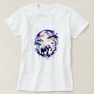 Paarse Waterverf olifant T-shirt
