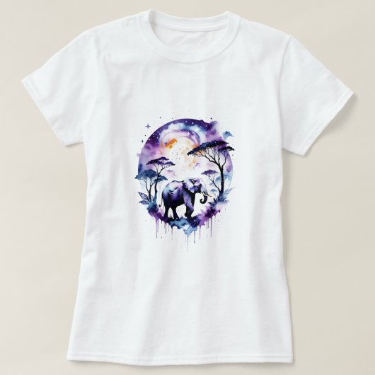 Paarse Waterverf olifant T-shirt (Design voorkant)