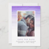 Paarse Waterverf Ombre | De foto bewaart de Datum Save The Date (Voorkant)