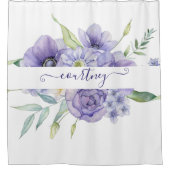 Paarse waterverf op maat douchegordijn (Voorkant)