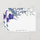 Paarse waterverf op maat notitiekaartje (Voorkant / Achterkant)