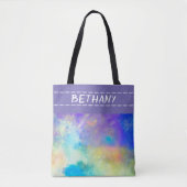  paarse waterverf op maat tote bag (Voorkant)