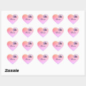 Paarse waterverf op roze achtergrond hart sticker (Vel)