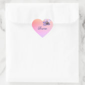 Paarse waterverf op roze achtergrond hart sticker (Tas)