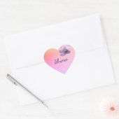 Paarse waterverf op roze achtergrond hart sticker (Envelop)