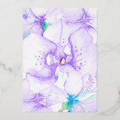 Paarse Waterverf Orchid, Dragonfly Quinceanera Folie Uitnodiging (Achterkant)