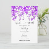 Paarse Waterverf Orchid Floral Wedding Kaart (Staand voorkant)