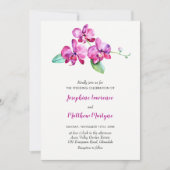 Paarse Waterverf Orchid Floral Wedding Kaart (Voorkant)