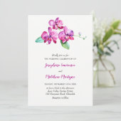 Paarse Waterverf Orchid Floral Wedding Kaart (Staand voorkant)