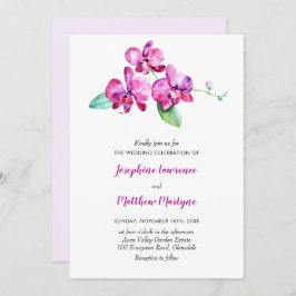 Paarse Waterverf Orchid Floral Wedding Kaart