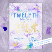 Paarse Waterverf Orchideeën Sweet 16 Folie Uitnodiging